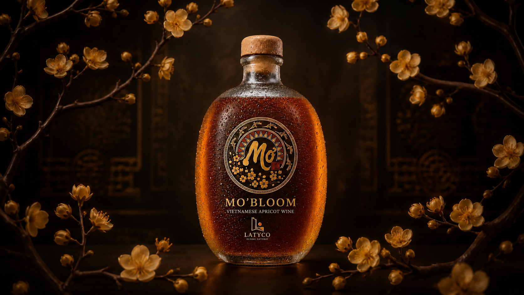 Chai Mơ giữa những nhành hoa mơ - ảnh hero bài viết Rượu Mơ Việt Nam là gì?
